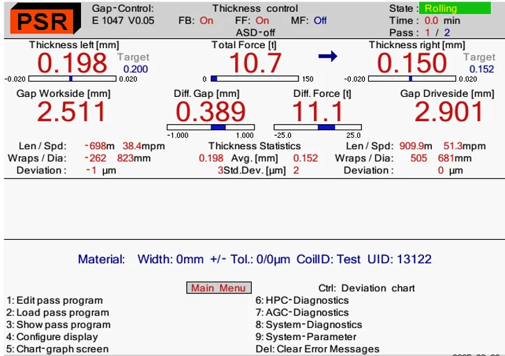 AGC operating screen